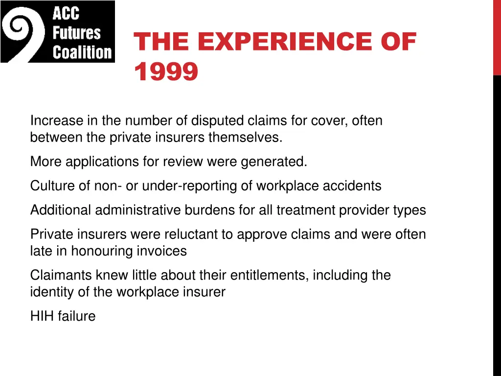 the experience of 1999