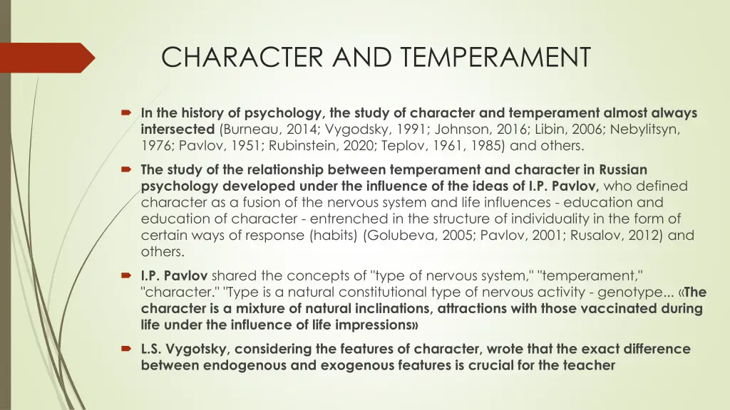 character and temperament