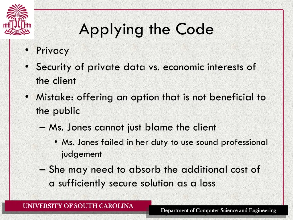 applying the code 1