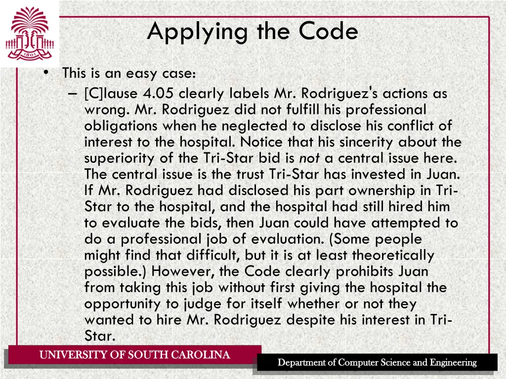 applying the code 2
