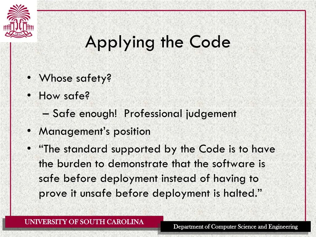 applying the code