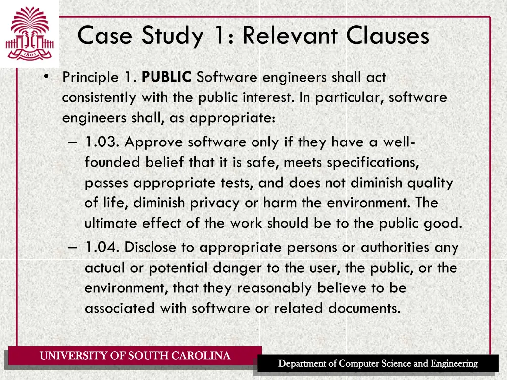 case study 1 relevant clauses