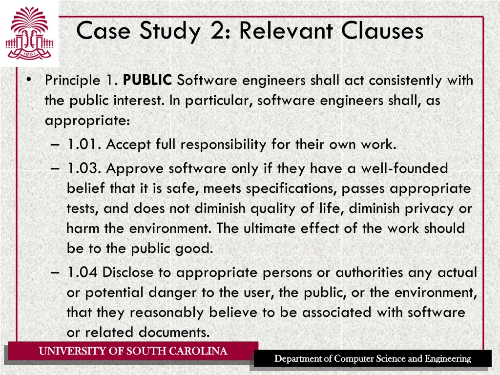 case study 2 relevant clauses
