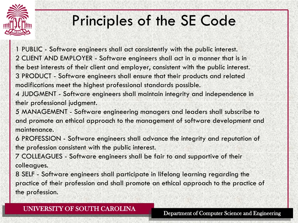 principles of the se code