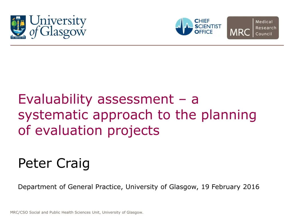 evaluability assessment a systematic approach