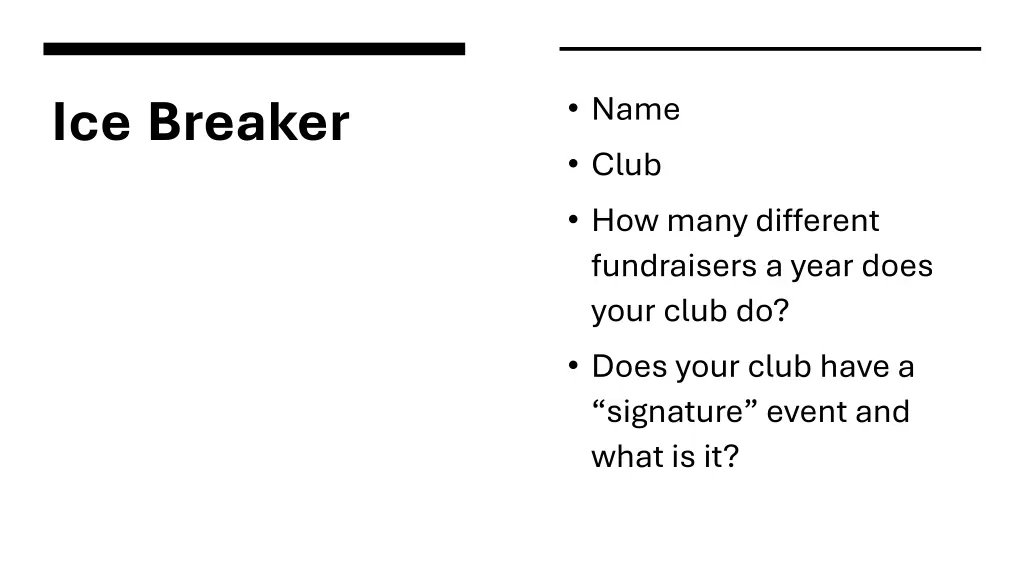 name club how many different fundraisers a year