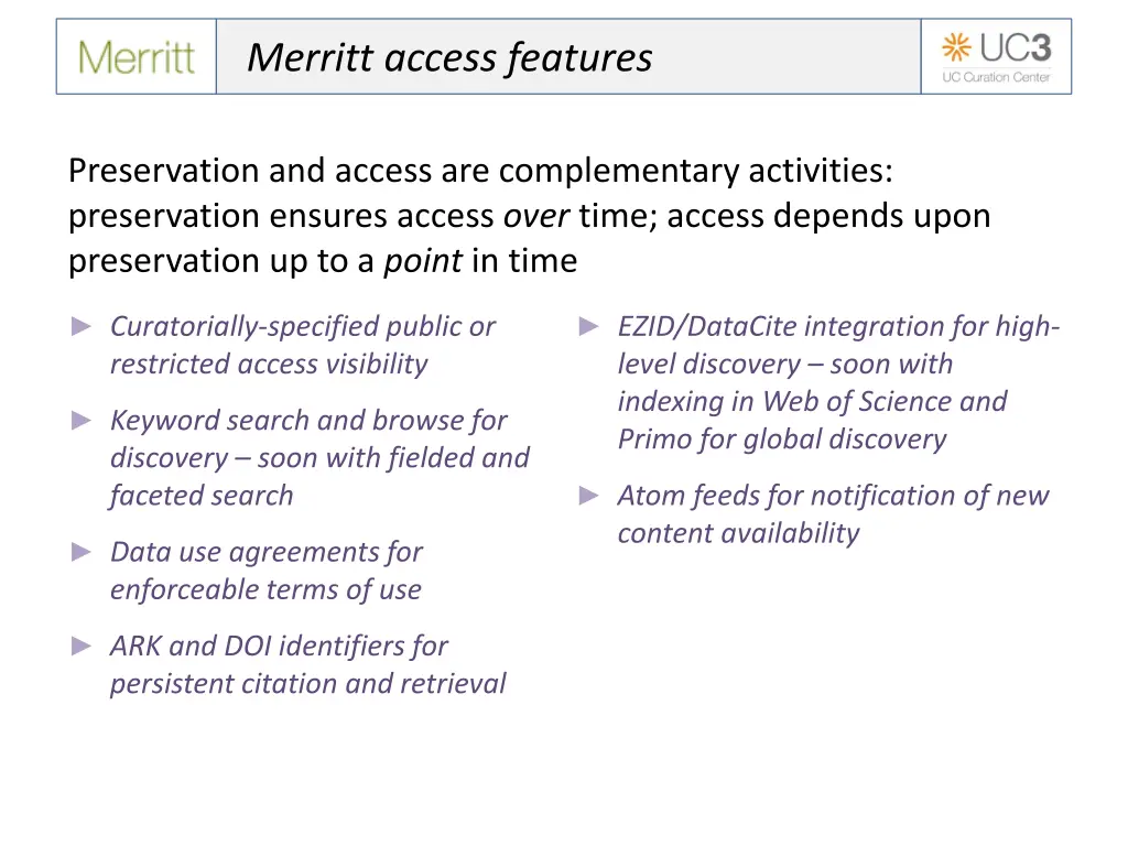 merritt access features
