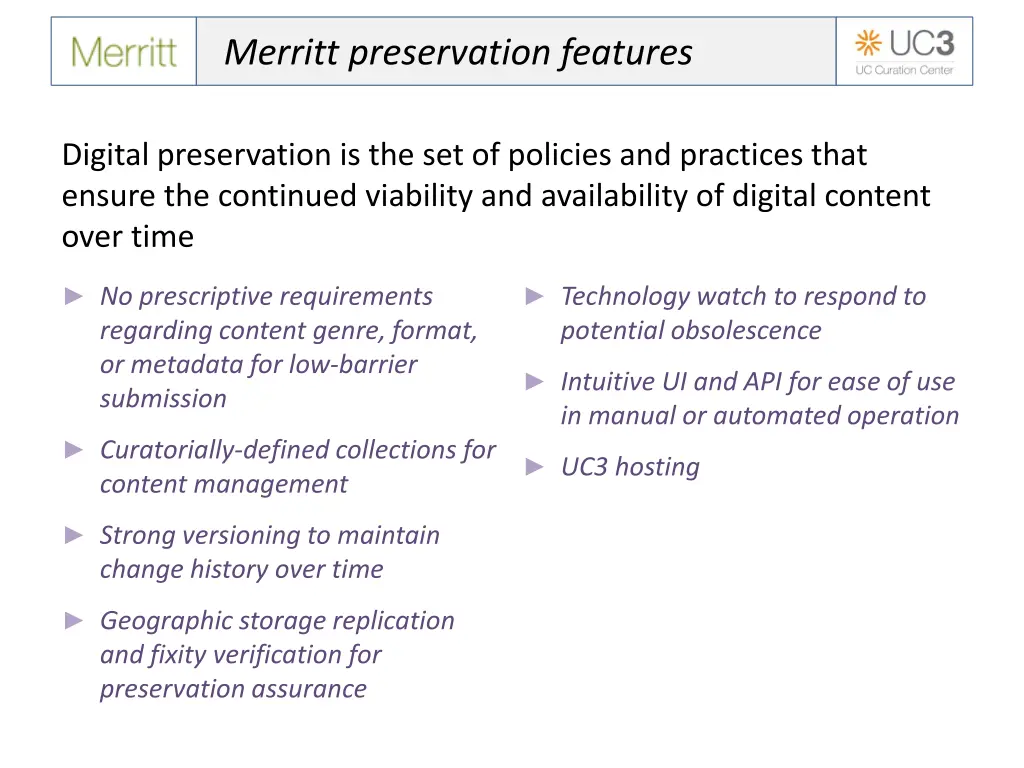 merritt preservation features
