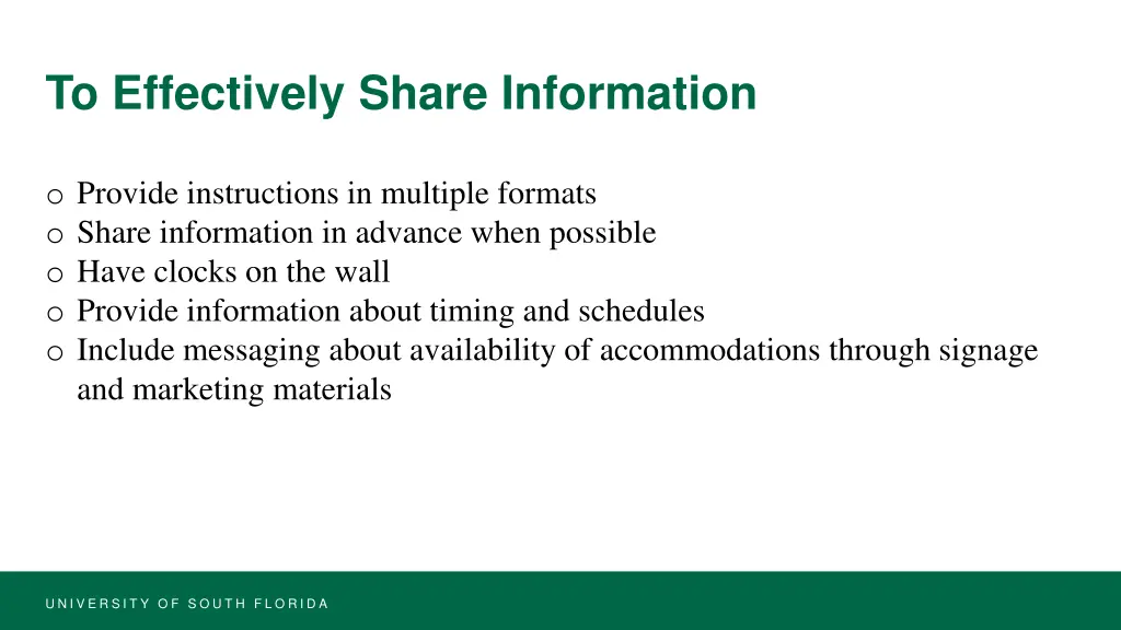 to effectively share information