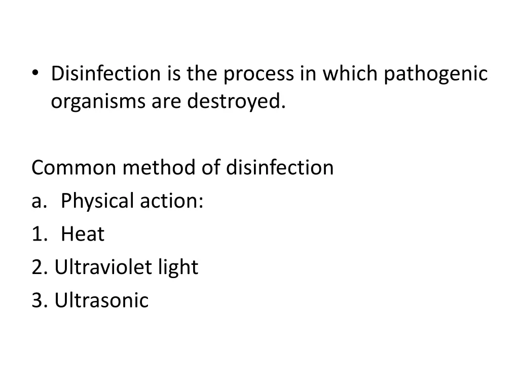 disinfection is the process in which pathogenic