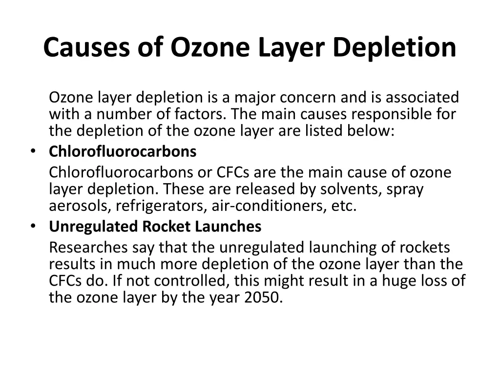 causes of ozone layer depletion