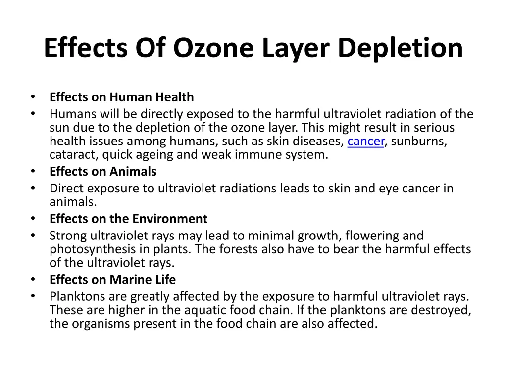 effects of ozone layer depletion