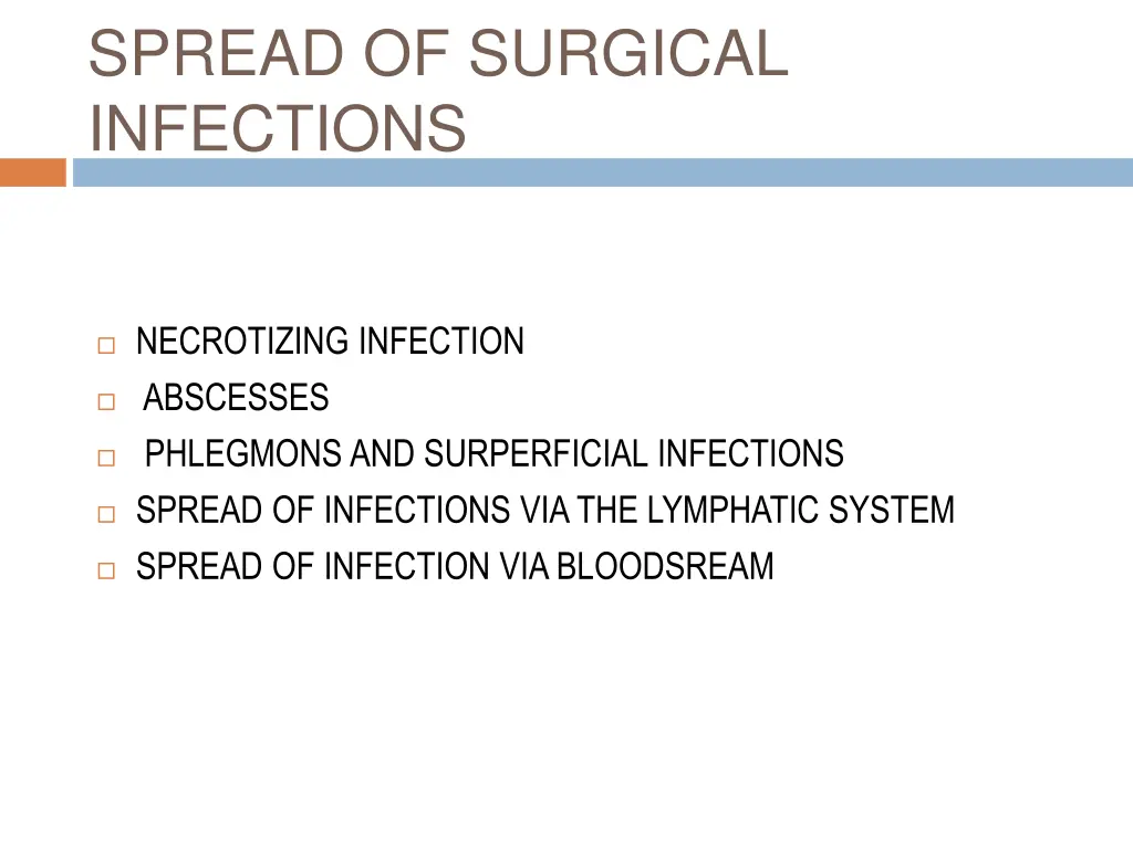 spread of surgical infections