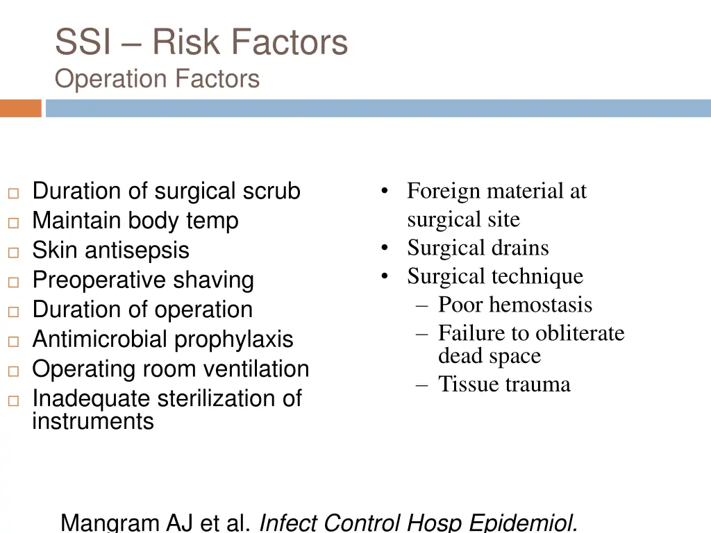 ssi risk factors operation factors