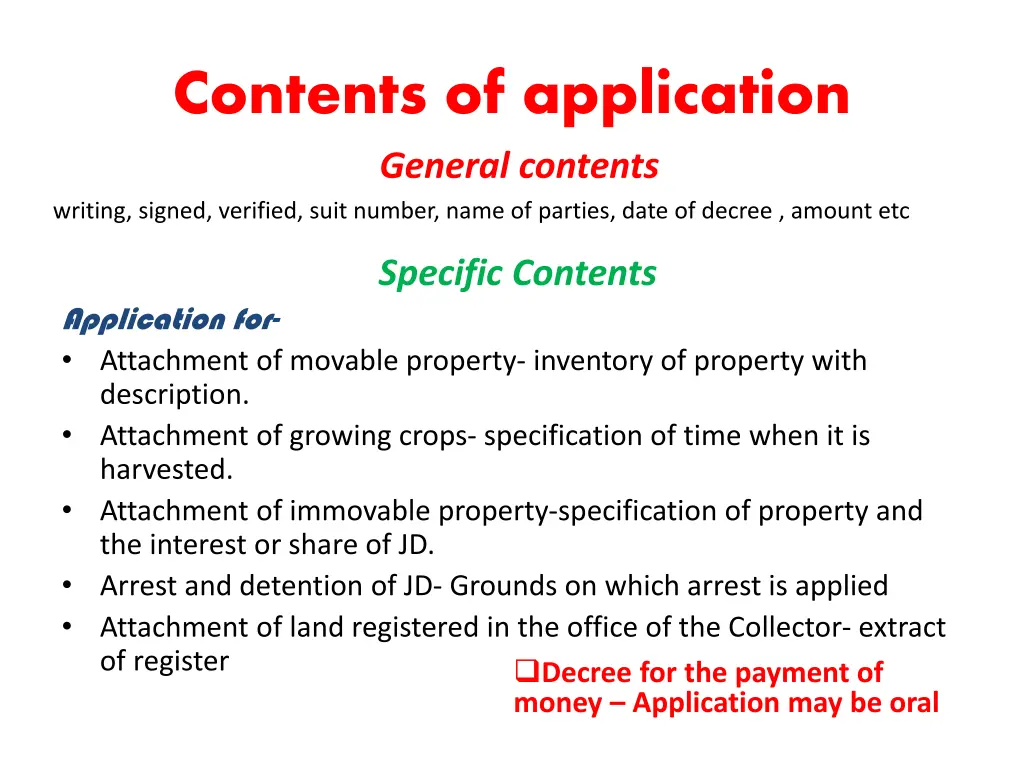 contents of application general contents writing