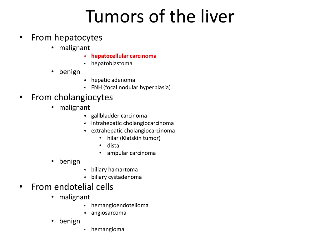 tumors of the liver from hepatocytes malignant