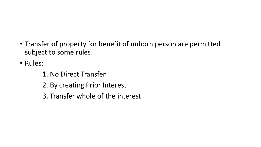 transfer of property for benefit of unborn person
