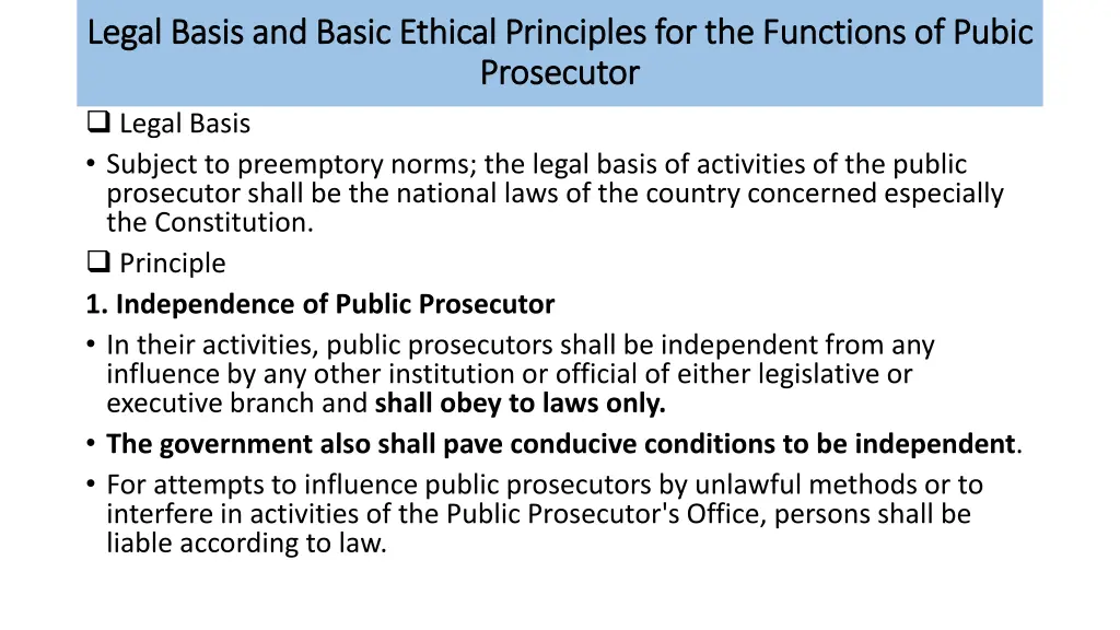 legal basis and basic ethical principles