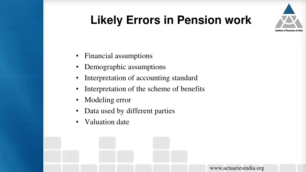 likely errors in pension work