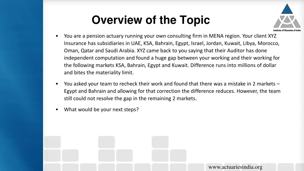 overview of the topic