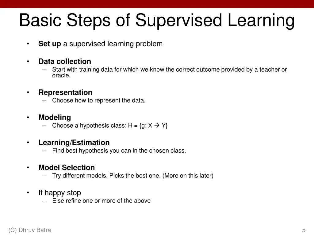basic steps of supervised learning