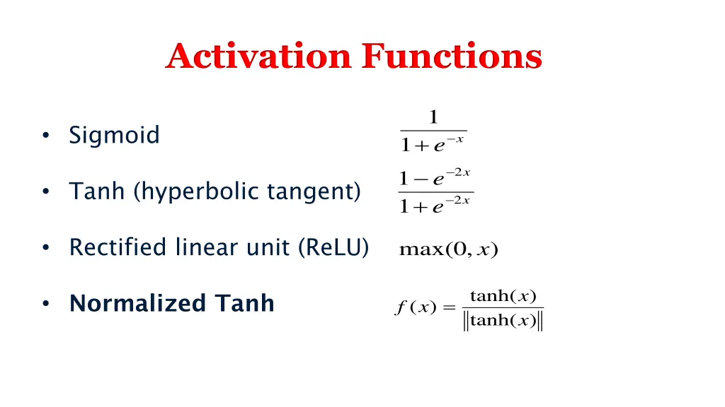 activation functions