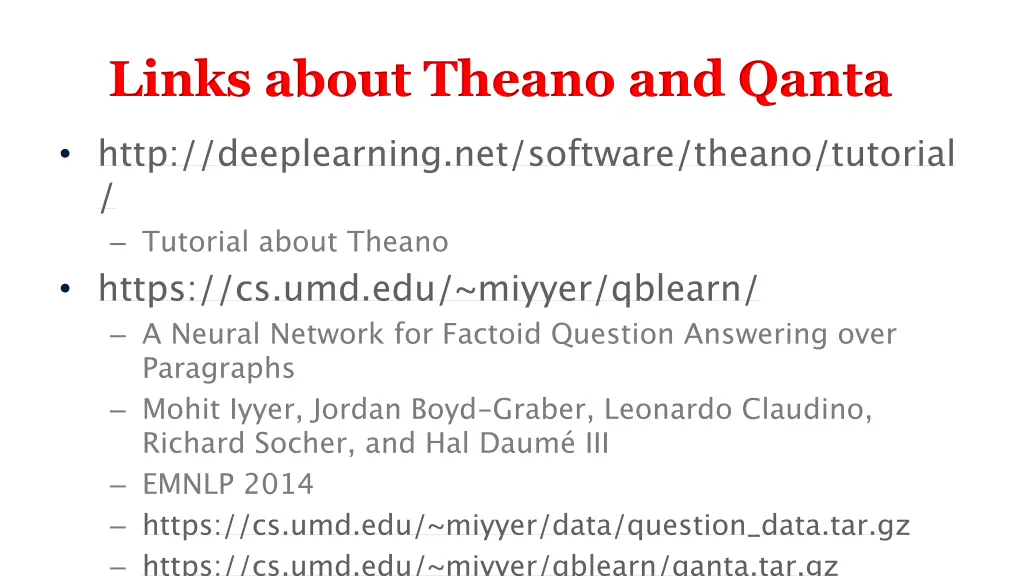 links about theano and qanta