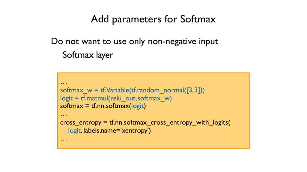 add parameters for softmax