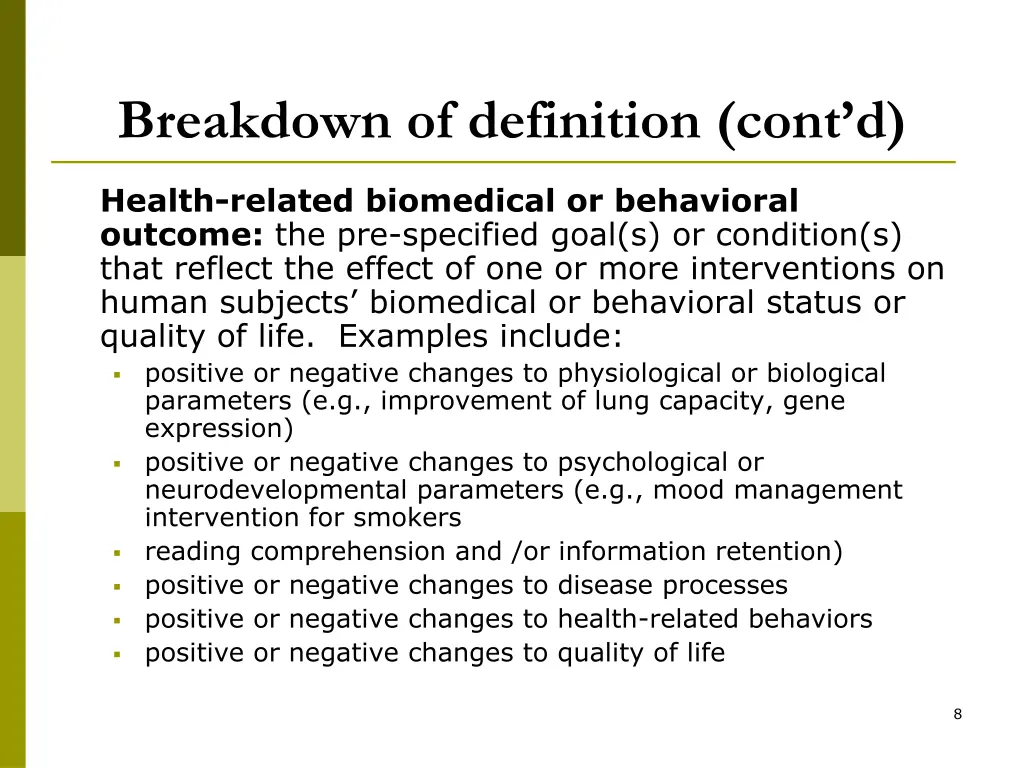 breakdown of definition cont d 1
