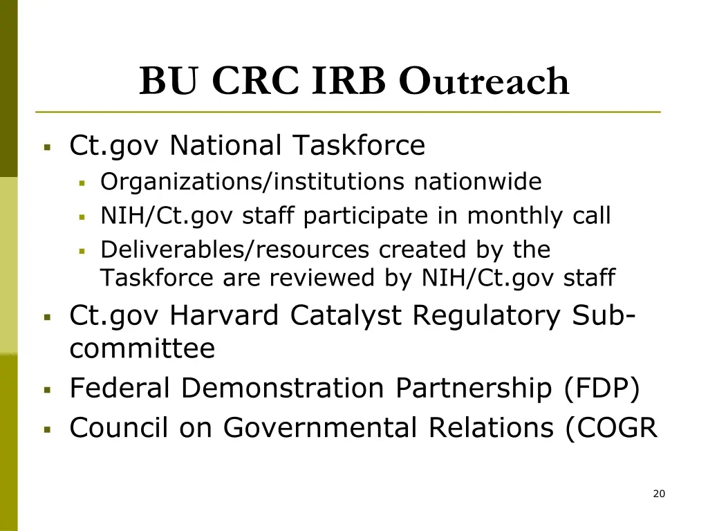bu crc irb outreach