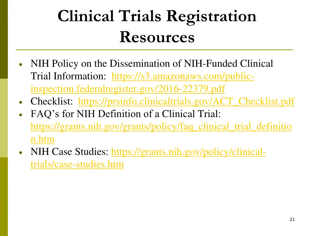 clinical trials registration resources