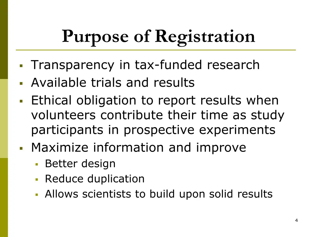 purpose of registration