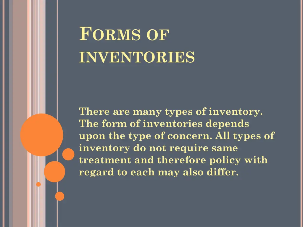 f orms of inventories