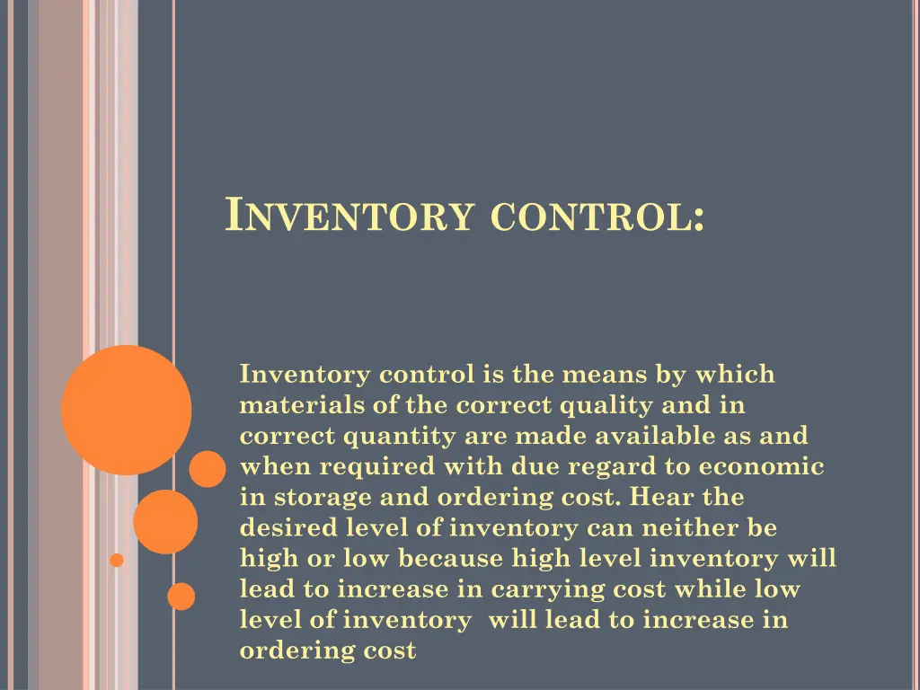i nventory control