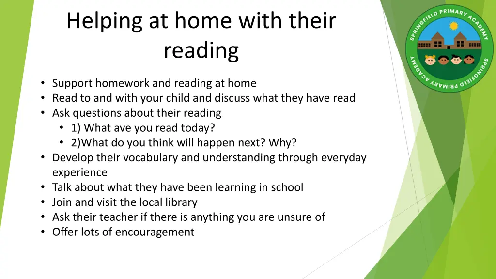 helping at home with their reading