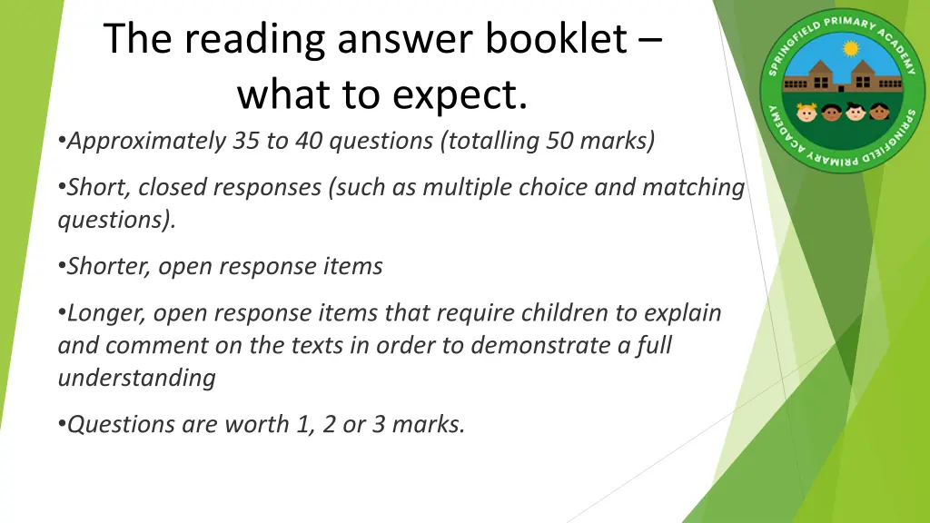 the reading answer booklet what to expect