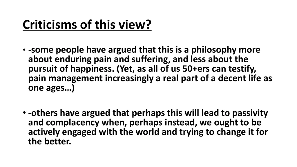 criticisms of this view