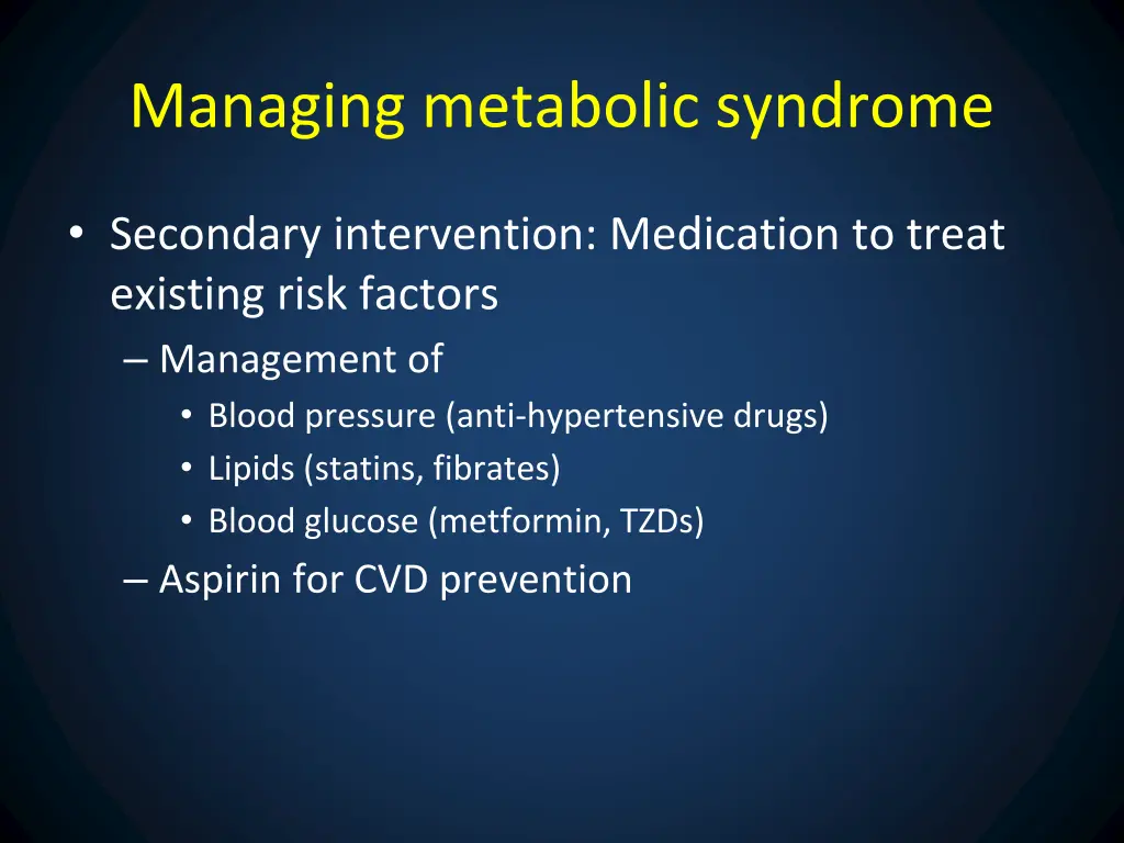 managing metabolic syndrome 1