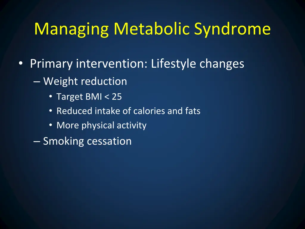 managing metabolic syndrome
