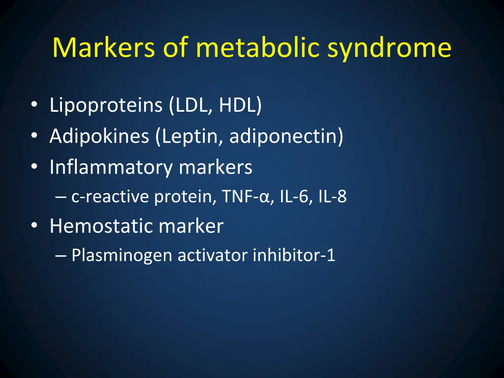 markers of metabolic syndrome