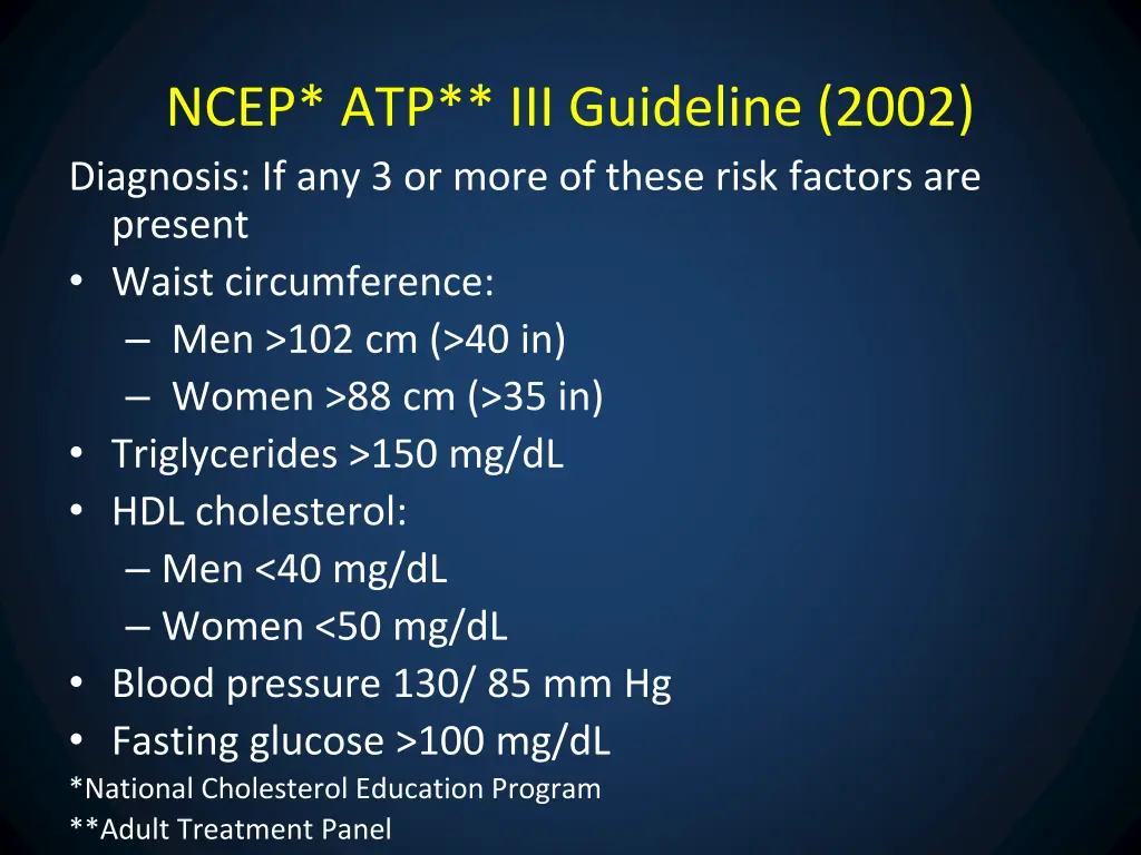 ncep atp iii guideline 2002 diagnosis