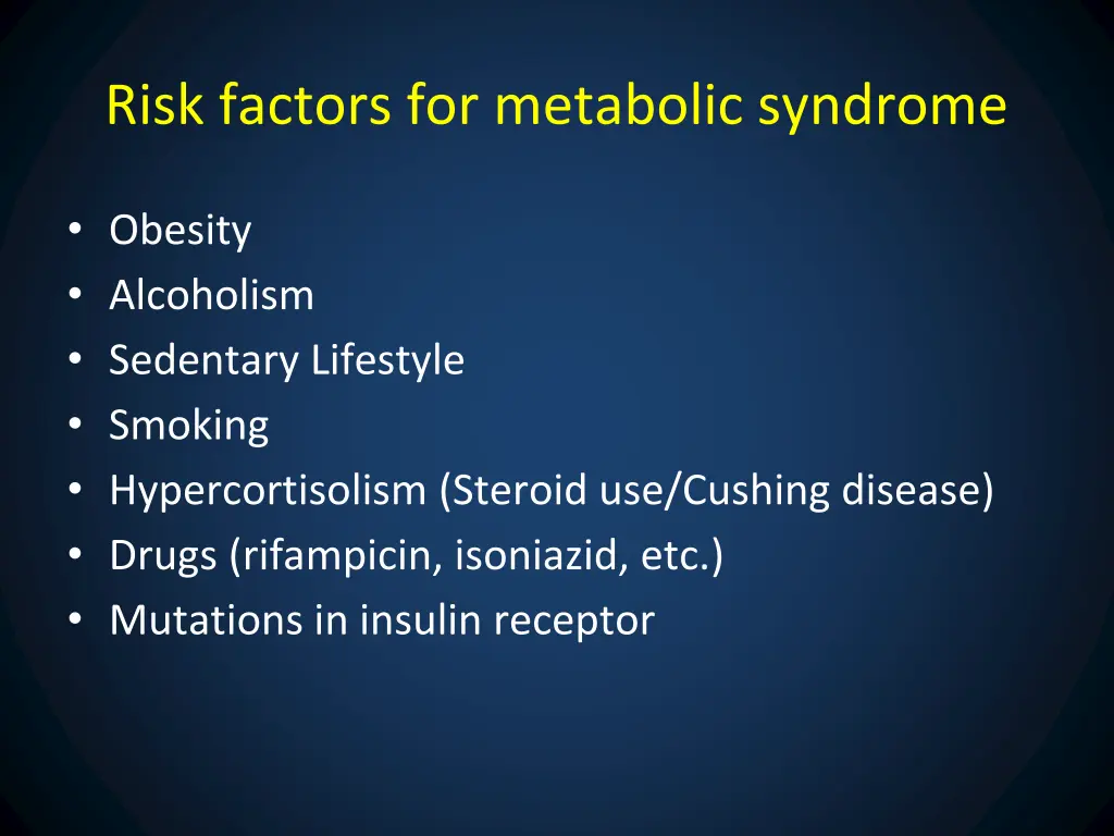 risk factors for metabolic syndrome