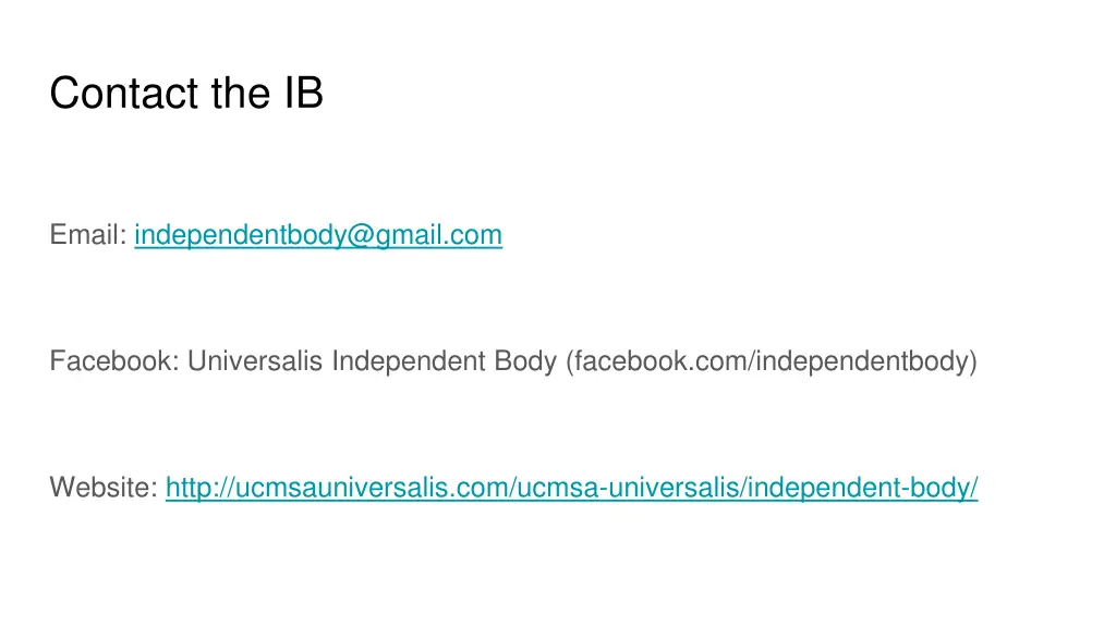 contact the ib