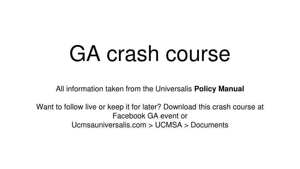 ga crash course