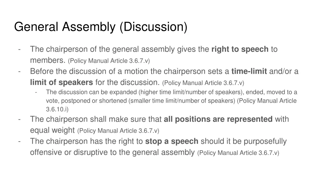 general assembly discussion
