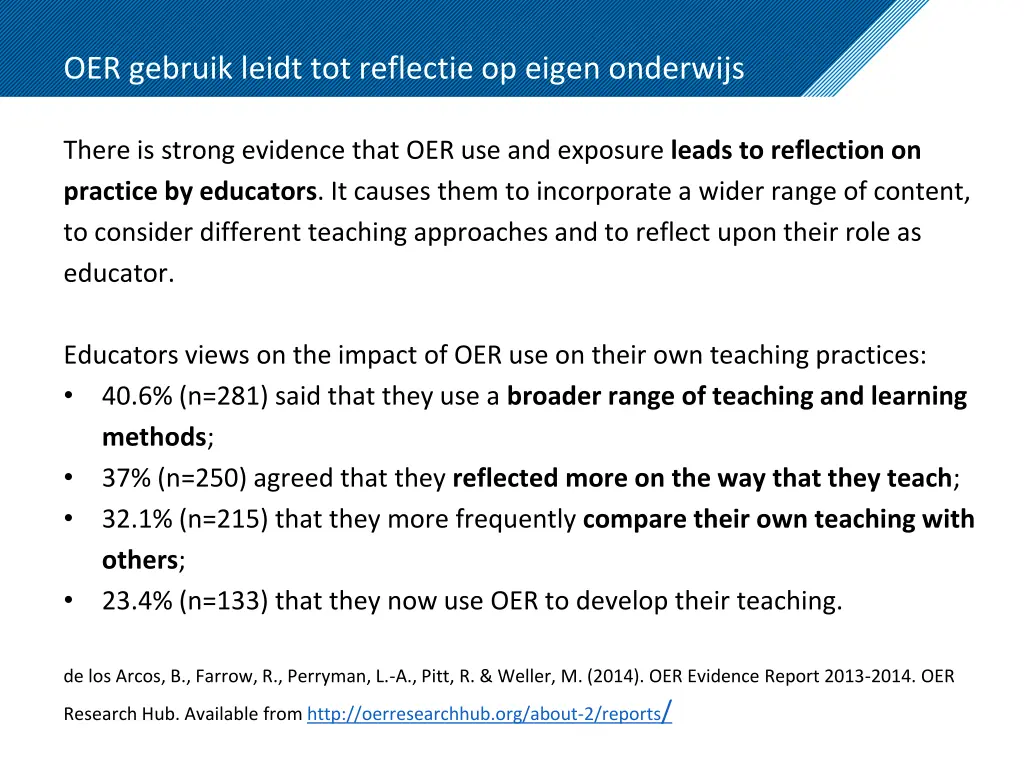 oer gebruik leidt tot reflectie op eigen onderwijs
