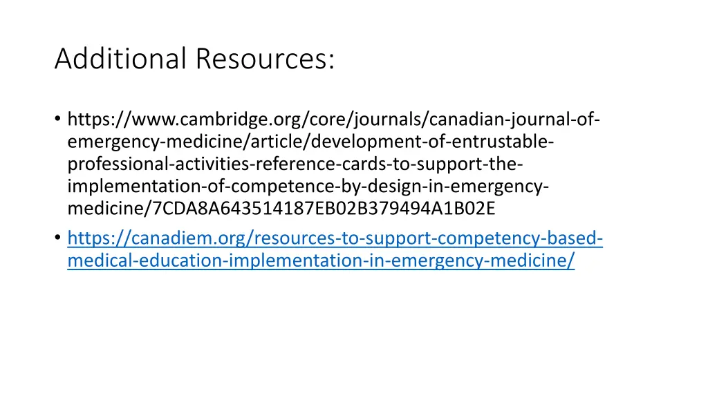 additional resources