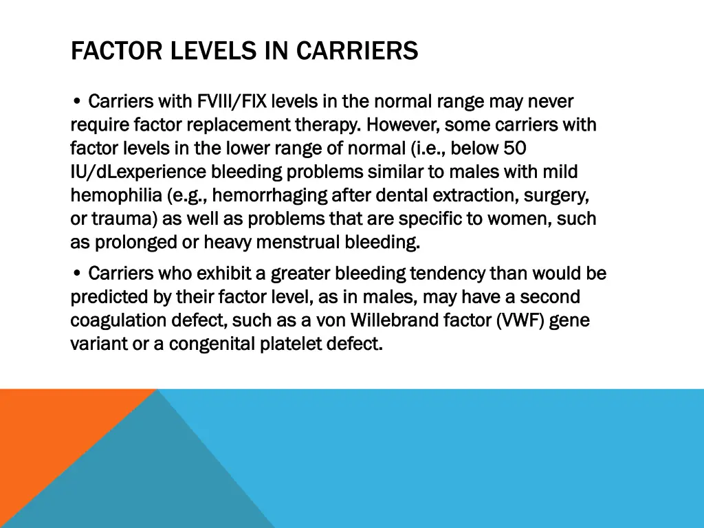 factor levels in carriers