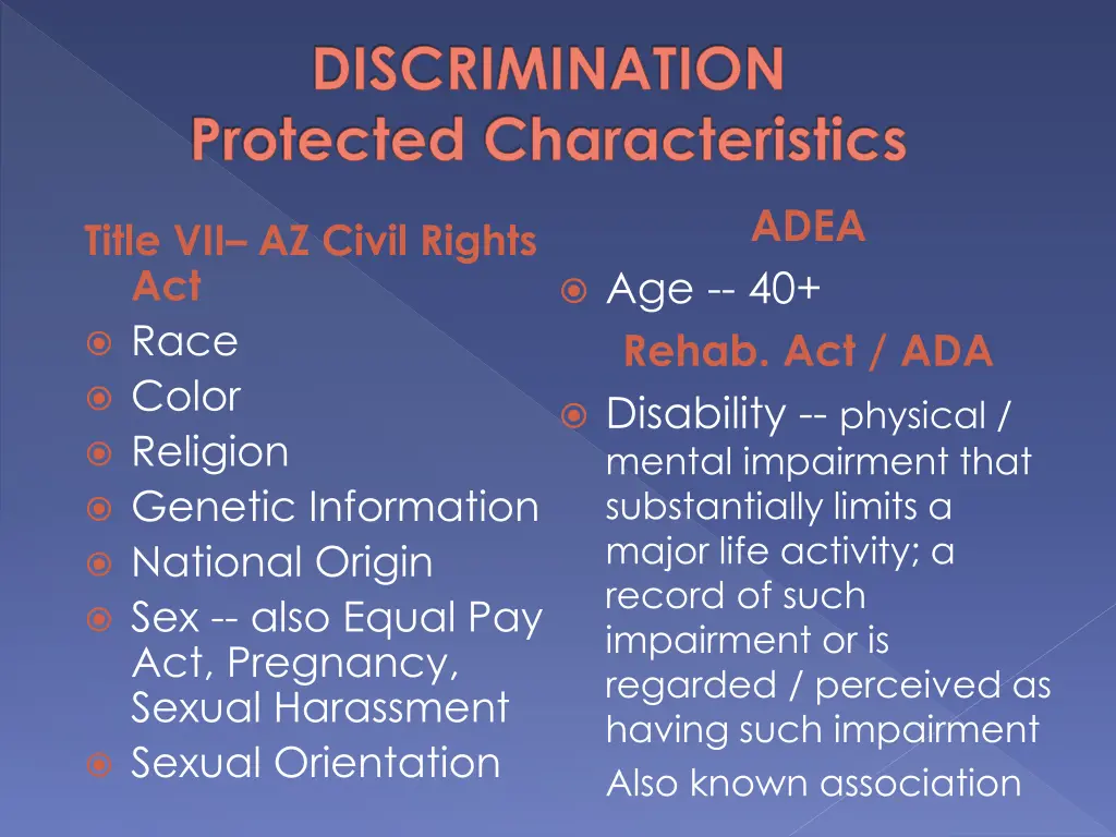 discrimination protected characteristics