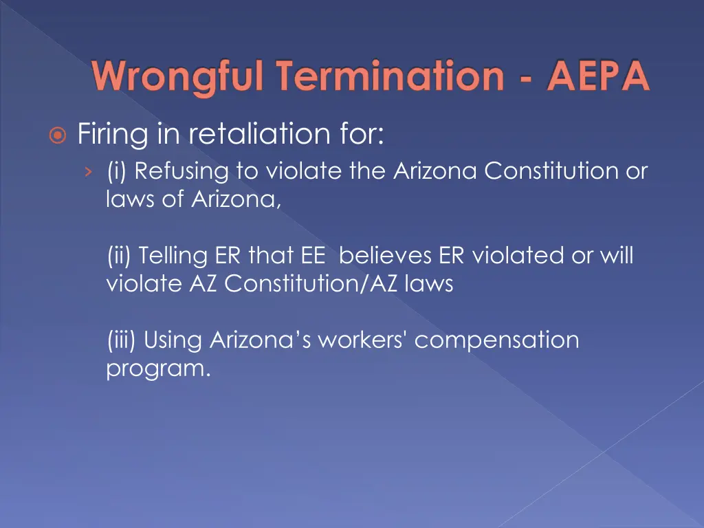 wrongful termination aepa